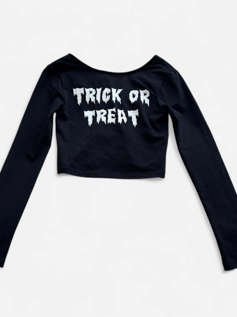 Topshop Long Sleeve Crop Top in Black Size 4 Like New